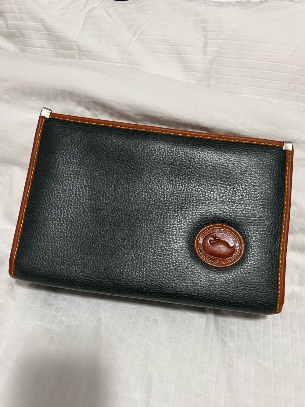 Vintage Dooney and Bourke All Weather Leather Shoulder Bag / Clutch Black Brown